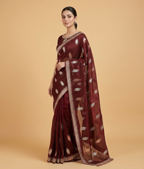Red Geometric Sequin Patterns Crinkle Chiffon
