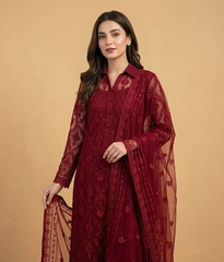 Red on Red Chiffon 2 Piece Shirt and Dupatta