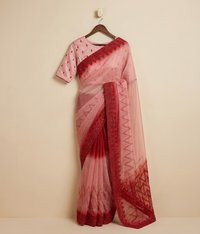 Red tissue silk saree