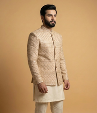 Rose Gold Sequin Mesh Jamawar Dulha House