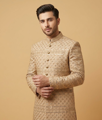 Rose Gold Sequin Mesh Jamawar Dulha House