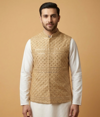 Rose Gold Sequin Mesh Jamawar Dulha House
