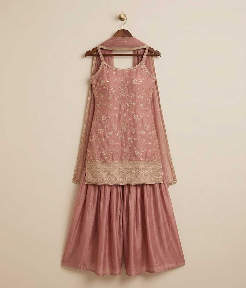 Rose Pink Floral Gharara