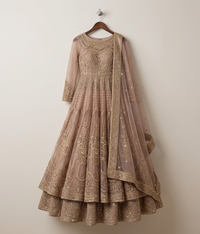 Rose Resham Worked Layered Pishwas