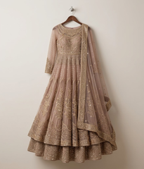Rose Resham Worked Layered Pishwas