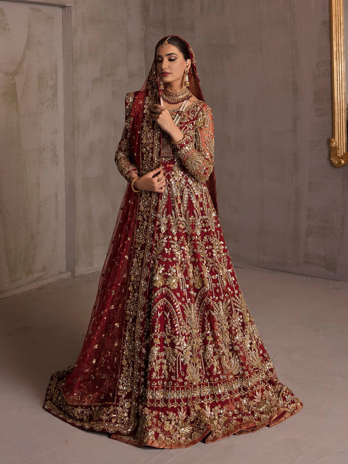 Royal Maroon Hand-Worked Bridal