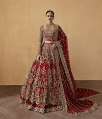 Royal Carmine Tail-Lehenga