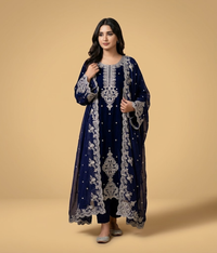 Royal Deep Purple Silver Tilla & Sequin Gharara