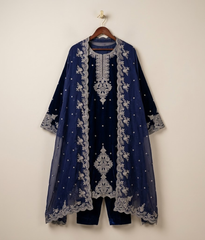 Royal Deep Purple Silver Tilla & Sequin Gharara