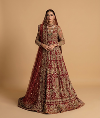 Royal Maroon Hand-Worked Bridal