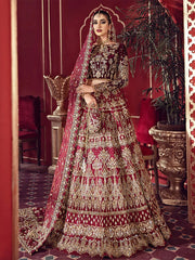 Ruby Maroon Velvet-Bodice Dabka Worked Lehnga