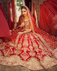 Ruby Red Hand-Embellished Heritage Lehenga