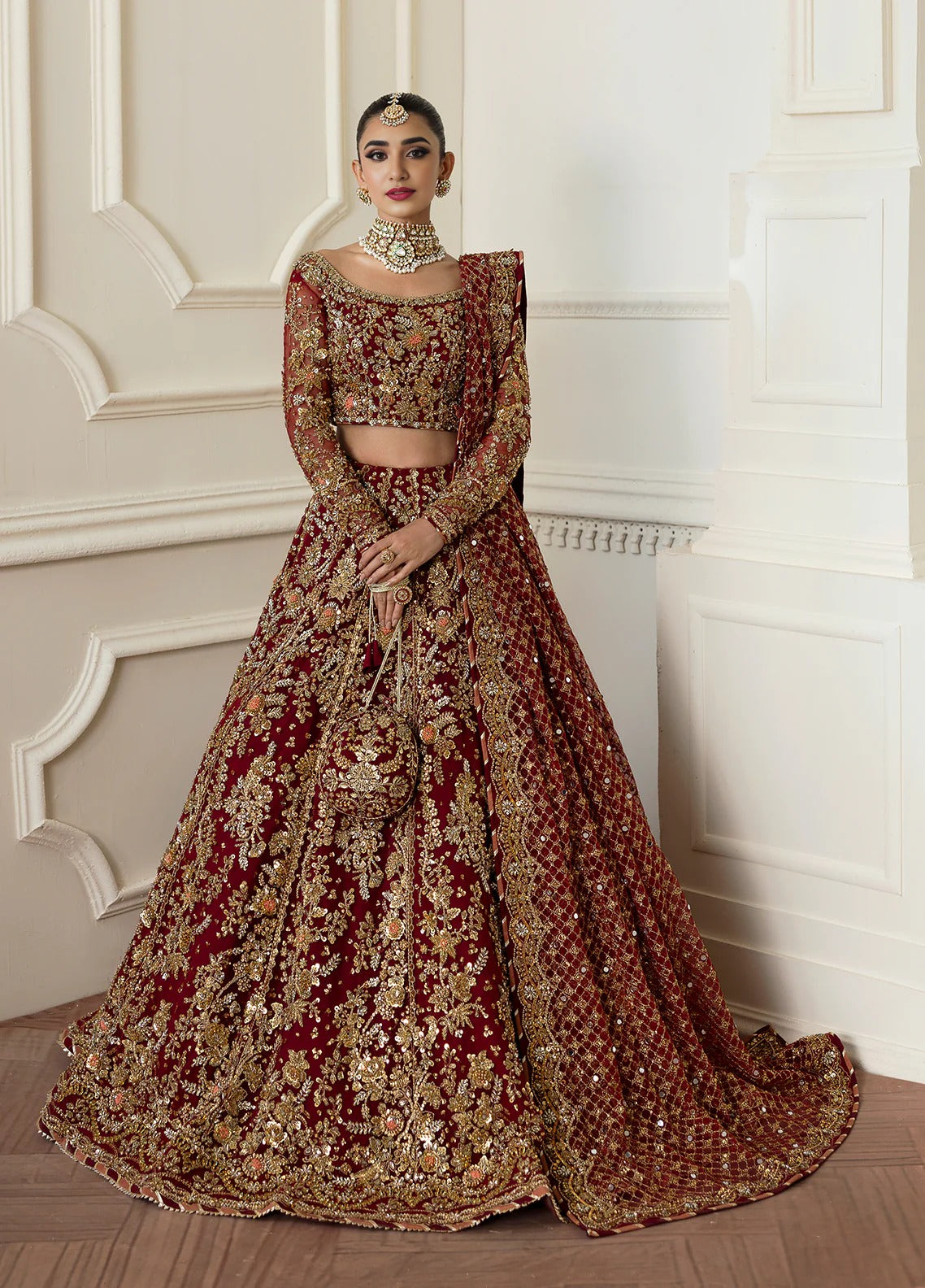 Ruby Red Zardozi Lehenga Choli