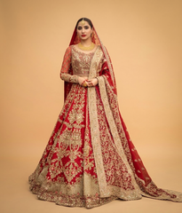 Ruby Red Hand-Embellished Heritage Lehenga
