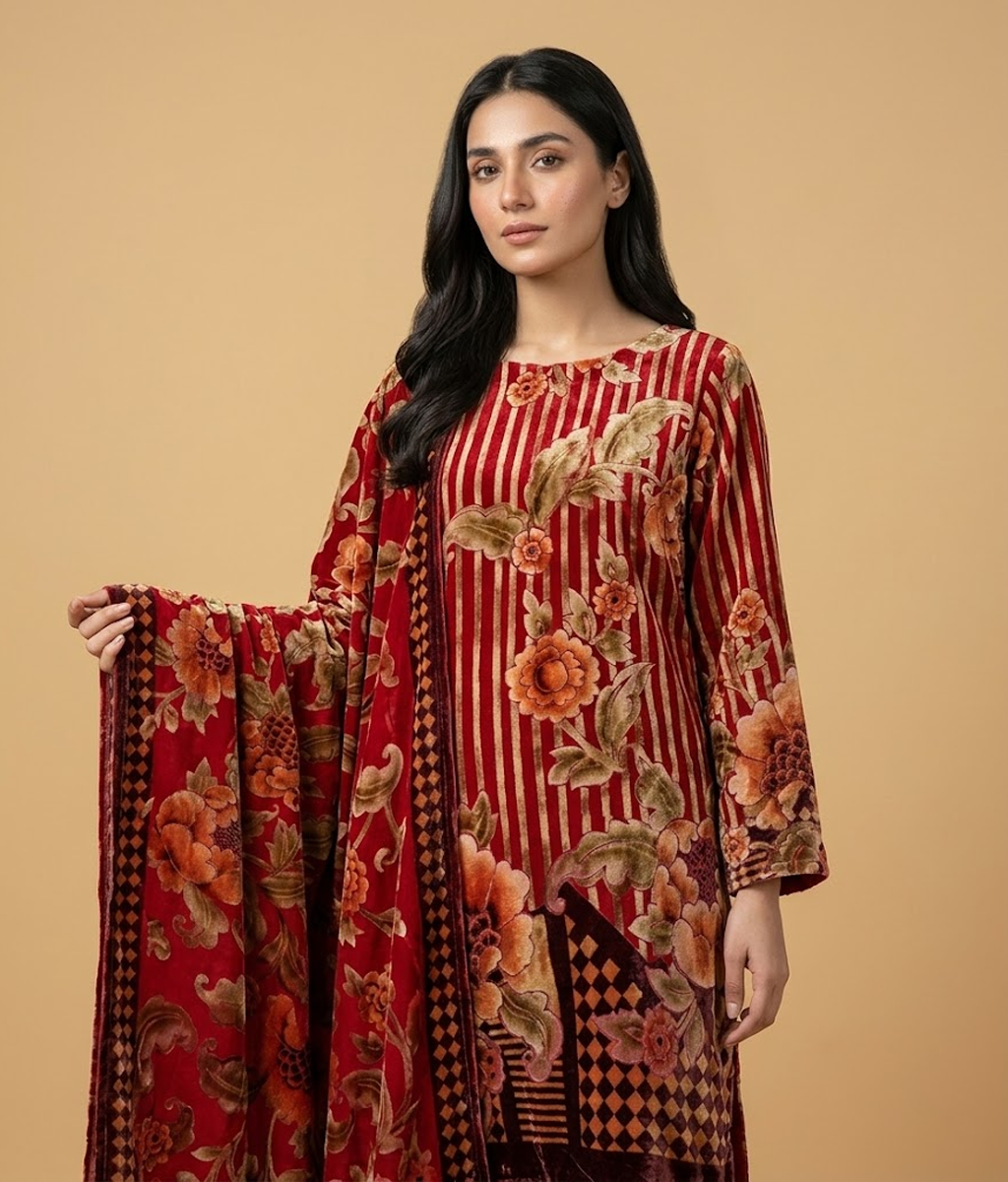 Ruby Red Palachi 2 Piece Shirt and Dupatta