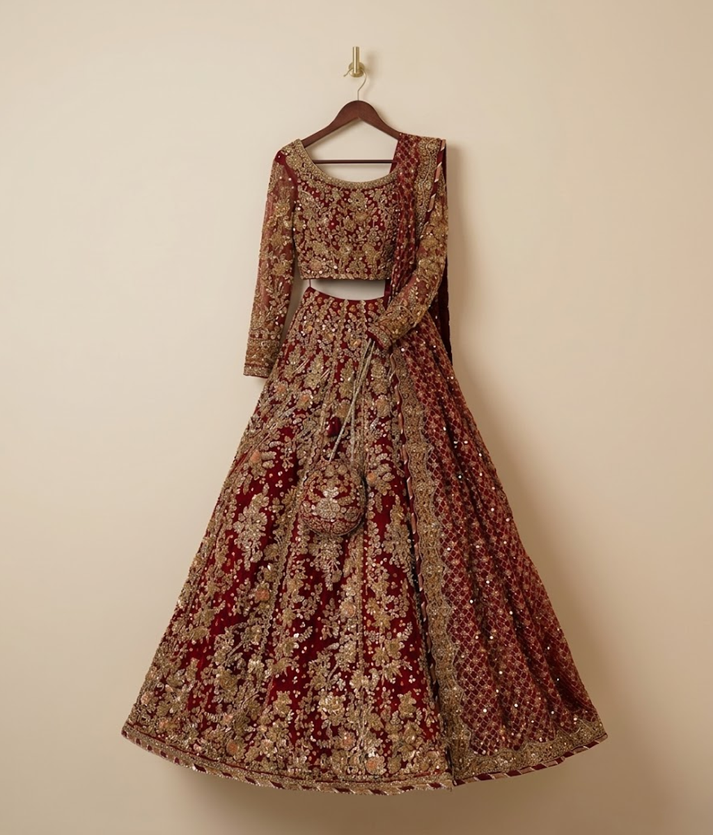 Ruby Red Zardozi Lehenga Choli