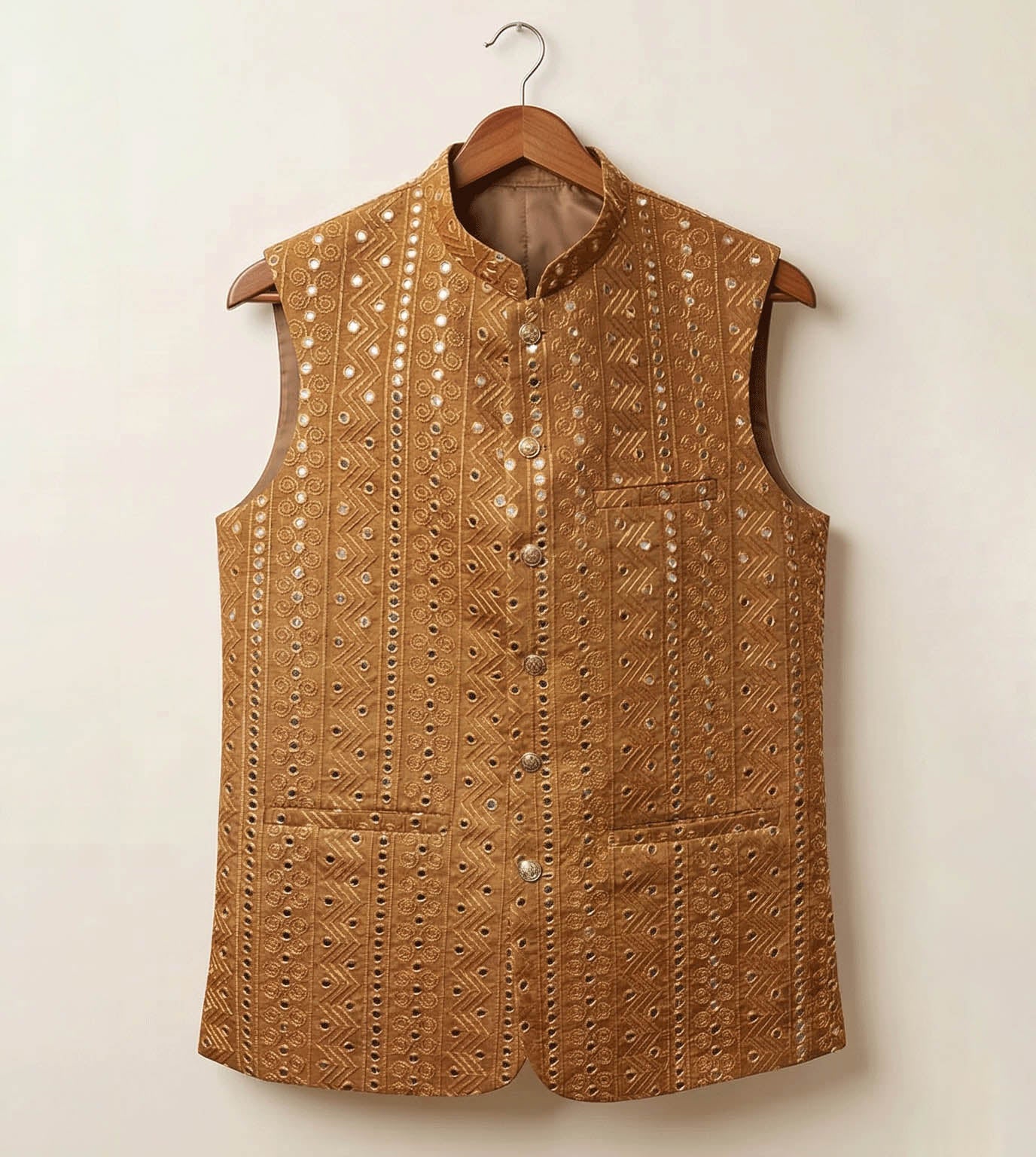 Rust Mirror-Work fancy waistcoat