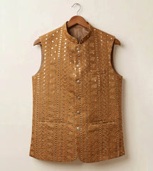 Rust Mirror-Work fancy waistcoat