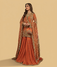 Rust Orange Dabka Gharara