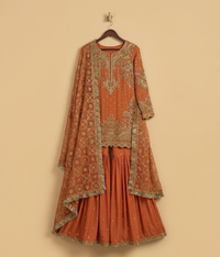 Rust Orange Dabka Gharara