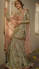 Sage Green Silver Gota-Patti Worked Gharara