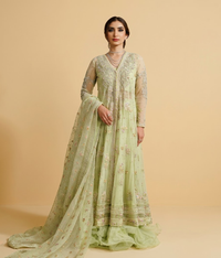 Sage Green Hand-Embellished Mukesh & Gota Pishwas