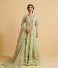 Sage Green Hand-Embellished Mukesh & Gota Pishwas