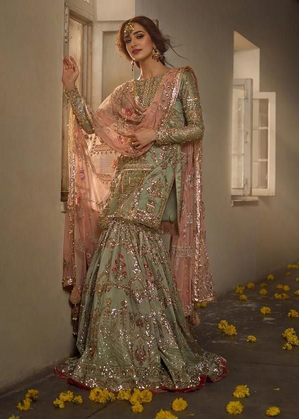 Sage Green Mirror Gharara