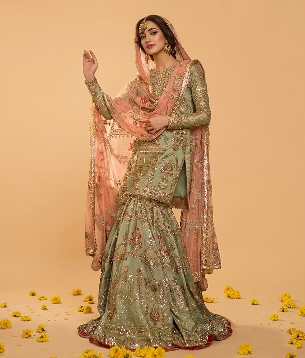 Sage Green Mirror Gharara