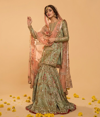 Sage Green Mirror Gharara