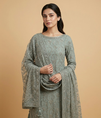Sage green Raw Silk 2 Piece Shirt and Dupatta