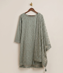 Sage green Raw Silk 2 Piece Shirt and Dupatta