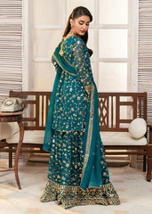 Sea Green Floral Zari & Mirror Work Gharara