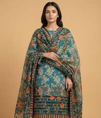 Sea Green Silk 2 Piece Shirt and Dupatta