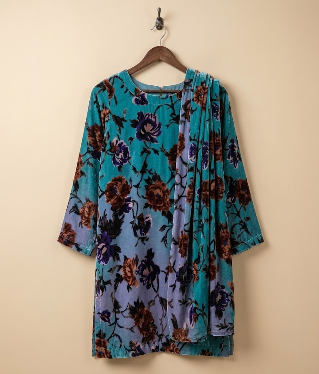 Sea blue Palachi 2 Piece Shirt and Dupatta