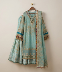 Seafoam Floral Printed Gharara