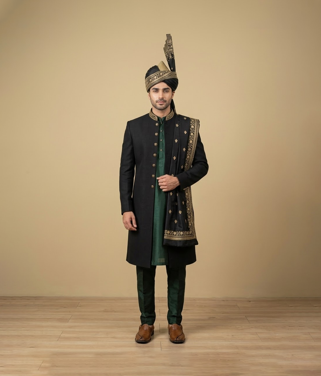 Royal Black Zari Kulla