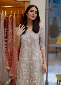 Silver Mist Pastel Resham & Sequins Straight Kurta