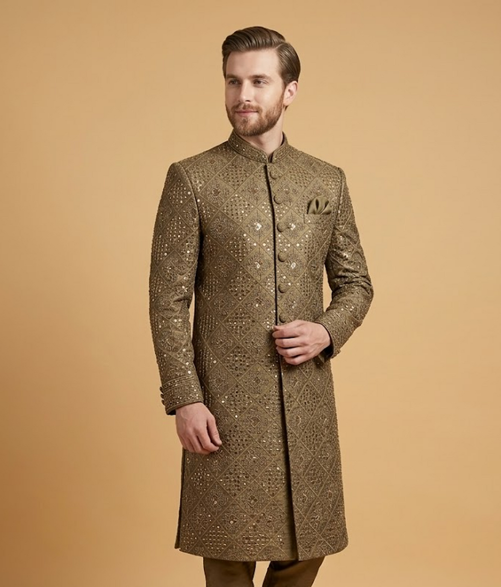 Silver Beaded Khadi Kumbal Style Jamawar Dulha House