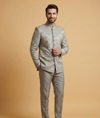 Silver Embroidered Floral Dulha House