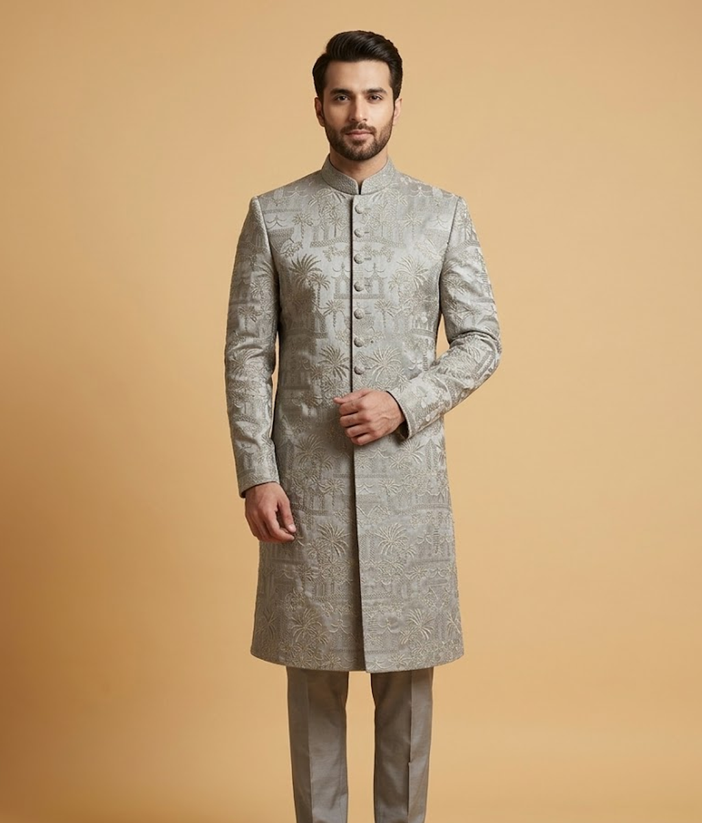 Silver Embroidered Floral Dulha House