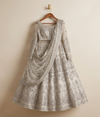 Silver Hand-Embellished Lehenga Choli