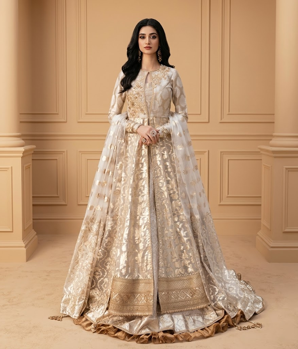 Silver Jamawar Open Maxi