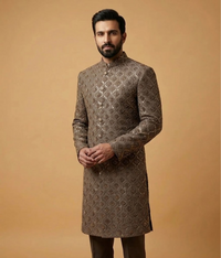Silver Leaf Sequin Jamawar Dulha House