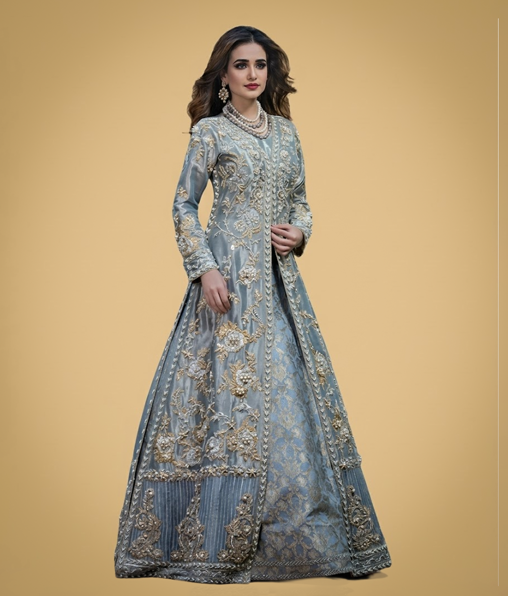 Slate Blue Gota-Patti Maxi