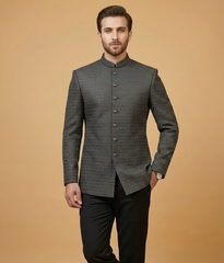 Slate Herringbone Jamawar Dulha House