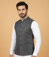 Slate Herringbone Jamawar Dulha House