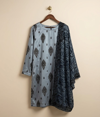 Slate grey Silk 2 Piece Shirt and Dupatta