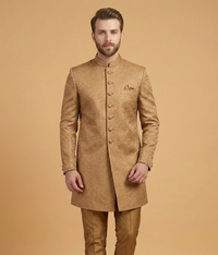 Tan Textured Jamawar Dulha House
