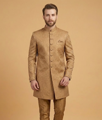 Tan Textured Jamawar Dulha House
